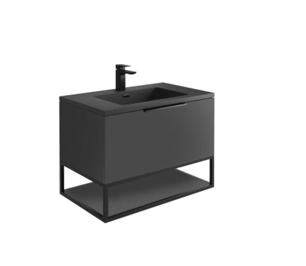 Ambience Furniture Range - Black Frame With Dual Colour Shelf 80x48