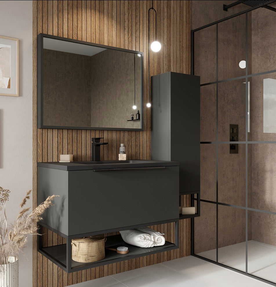 Ambience Furniture Range - Black Frame With Dual Colour Shelf 80x48