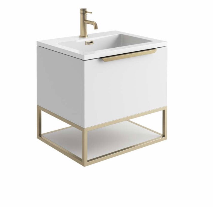 Ambience Furniture Range - Brushed Brass Frame With White Shelf 60x48