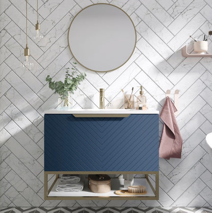 Ambience Furniture Range - Brushed Brass Frame With White Shelf 80x48