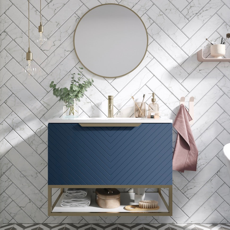 Ambience Furniture Range - Brushed Brass Frame With White Shelf 80x48