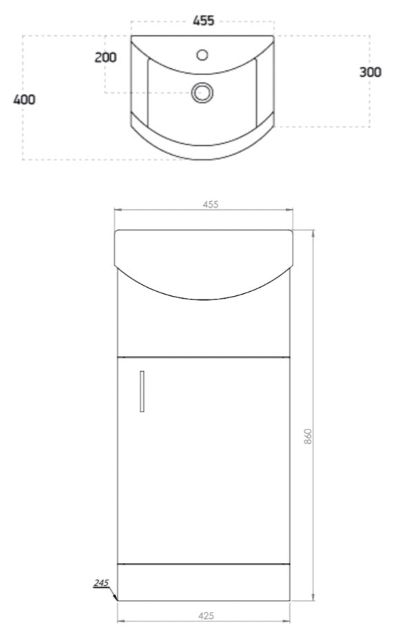 Lanza Furniture Range - 450 Basin Unit