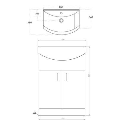 Lanza Furniture Range - 650 Basin Unit