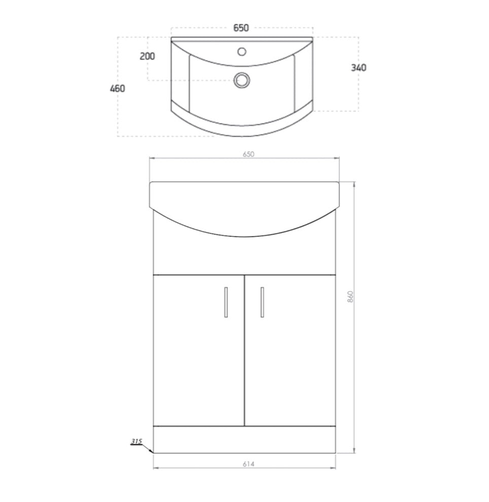 Lanza Furniture Range - 650 Basin Unit