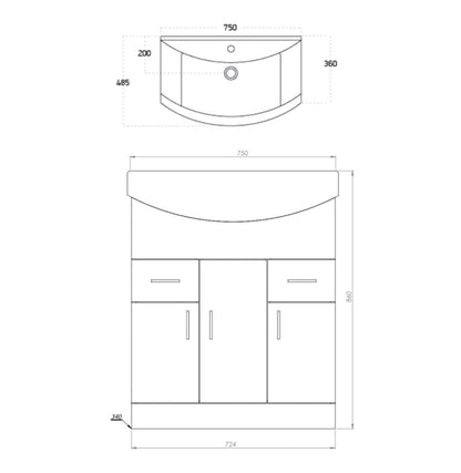 Lanza Furniture Range - 750 Basin Unit