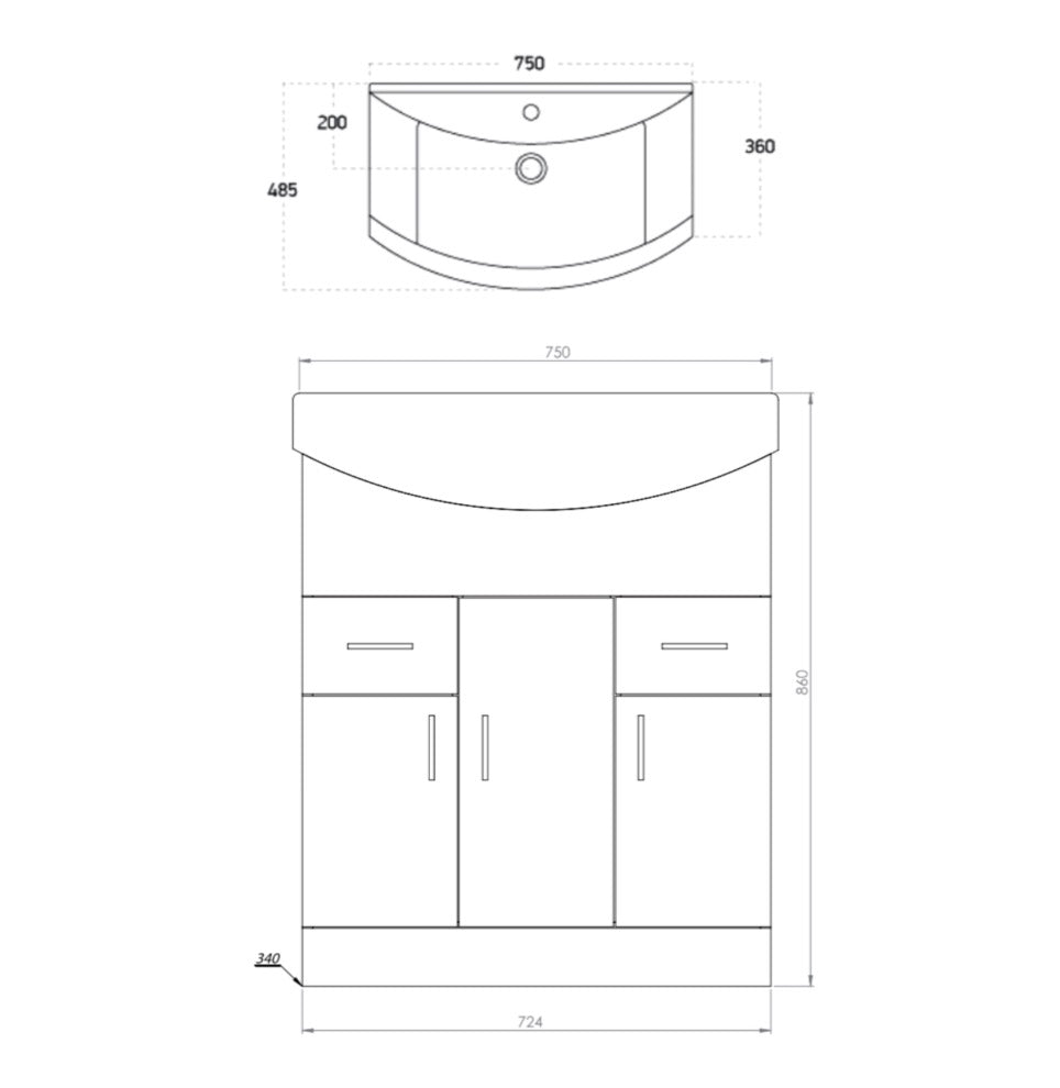 Lanza Furniture Range - 750 Basin Unit