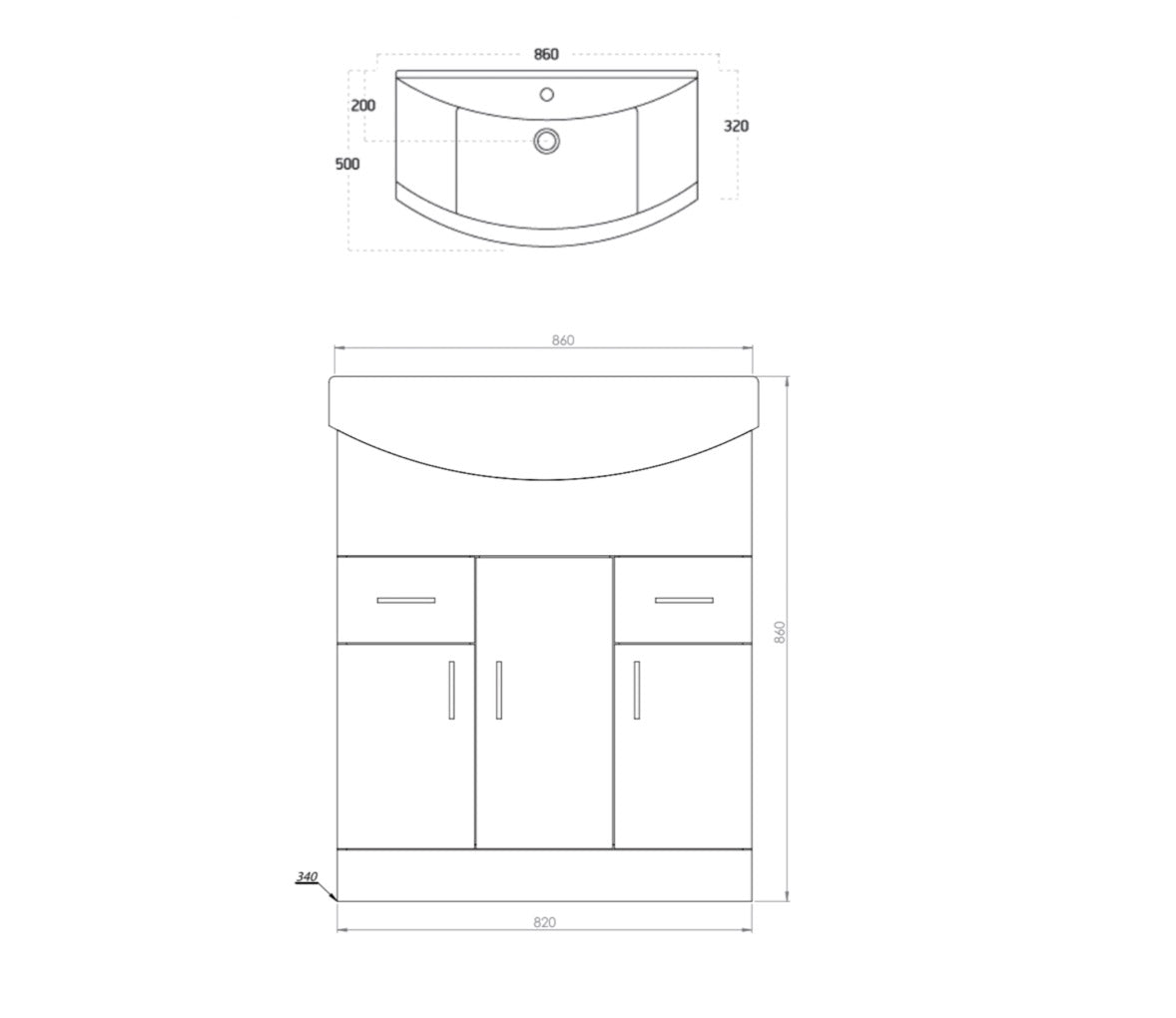 Lanza Furniture Range - 850 Basin Unit