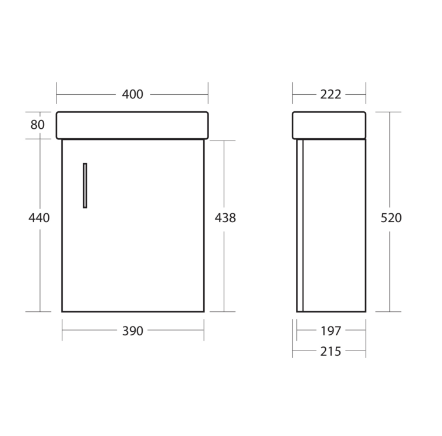 Lanza Cloakroom Furniture Range - Vanity Wall Unit