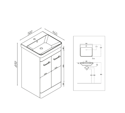 Rossini Furniture Range - 500 Vanity Unit
