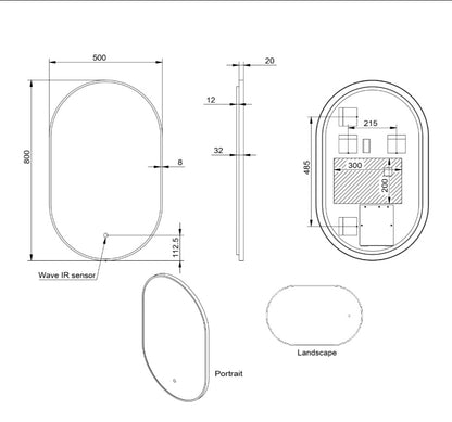 Mirrors - Aubrey Slim LED Mirror Brushed Brass 400×800