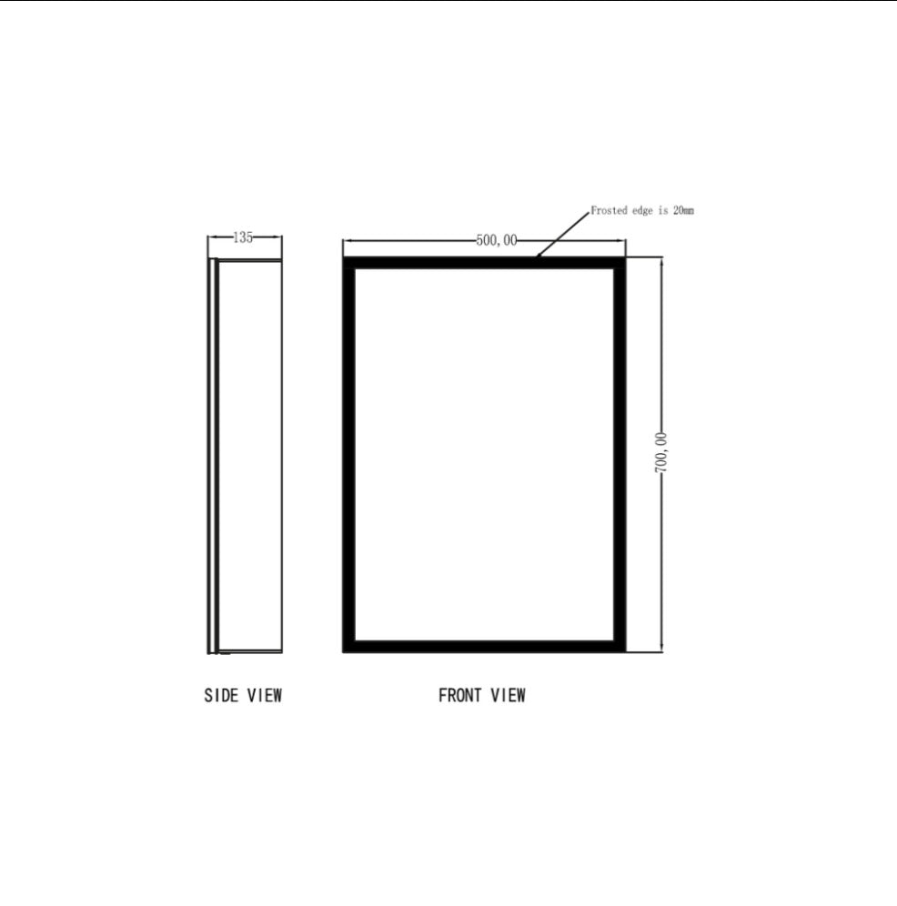 Mirrors - Mia LED Mirror Cabinet 500x700mm