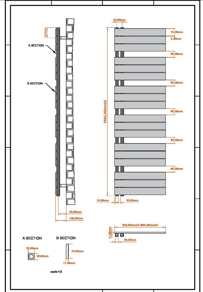 Towel Radiators - Thames 1640x500