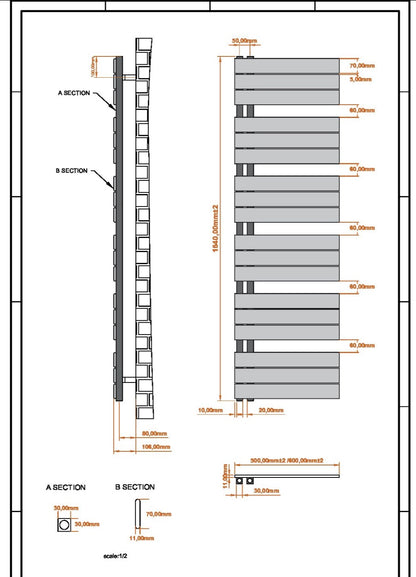 Towel Radiators - Thames 1640x600
