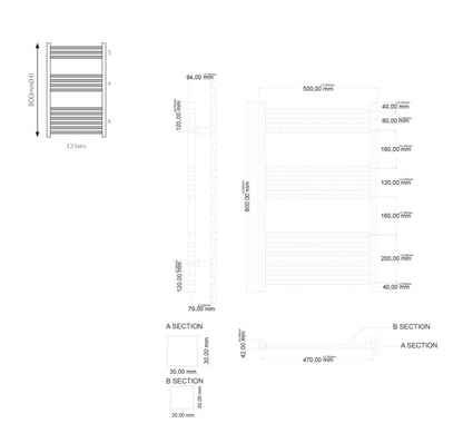 Towel Radiators - Simona Chrome 500x800