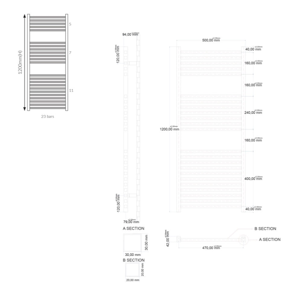 Towel Radiators - Simona Chrome 500x1200