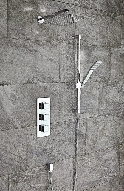 Concealed Valves - Chrome Triple Square Handle, 3 Outlet