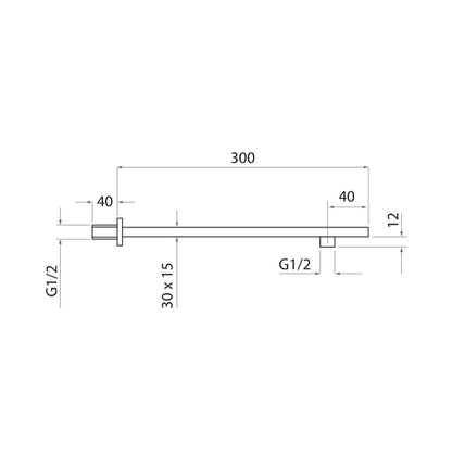 Shower Arms - Black Square Shower Wall Arm
