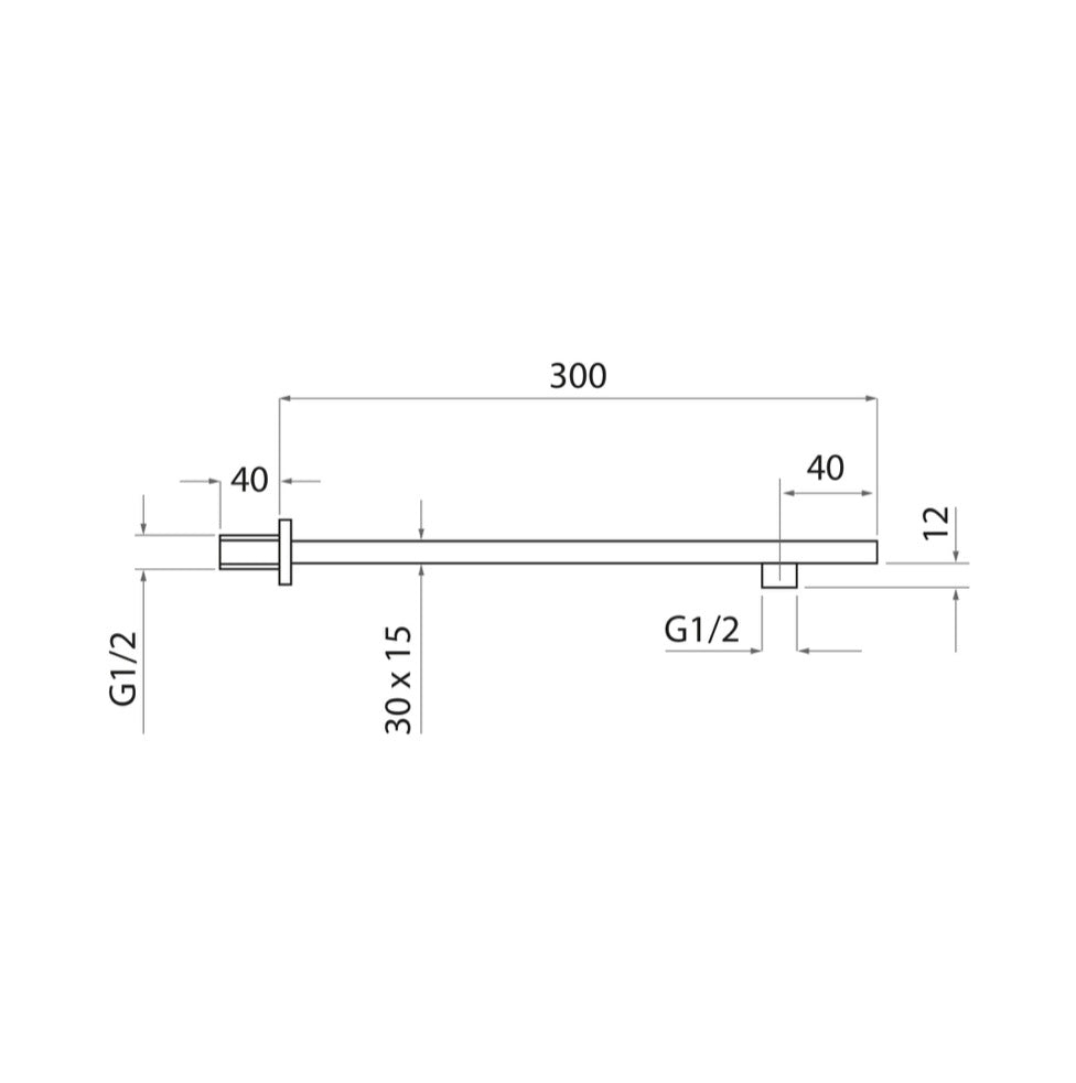 Shower Arms - Black Square Shower Wall Arm