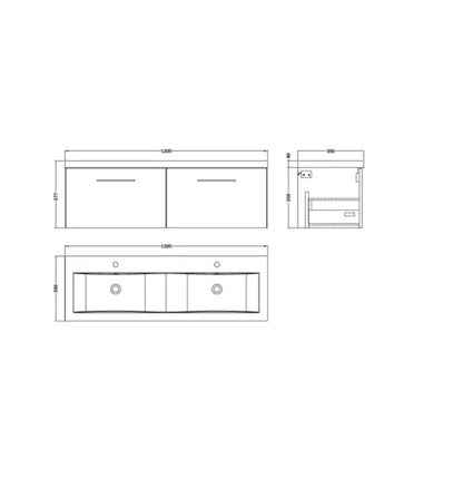 Arno Furniture Range - Wall Hung Twin Unit With Basins 1200mm