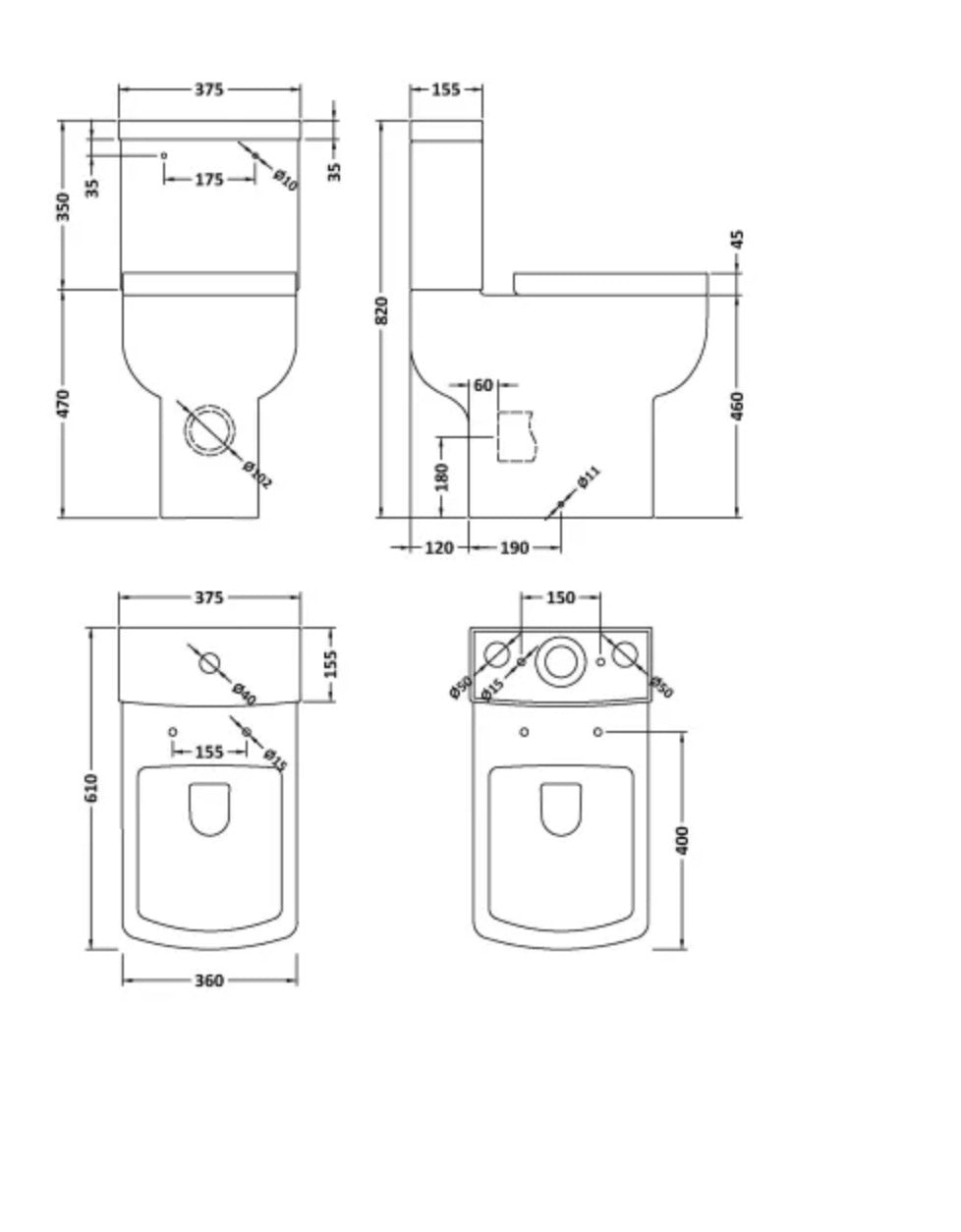 Ava Ceramics - Comfort Height Toilet Pan, Cistern & Seat