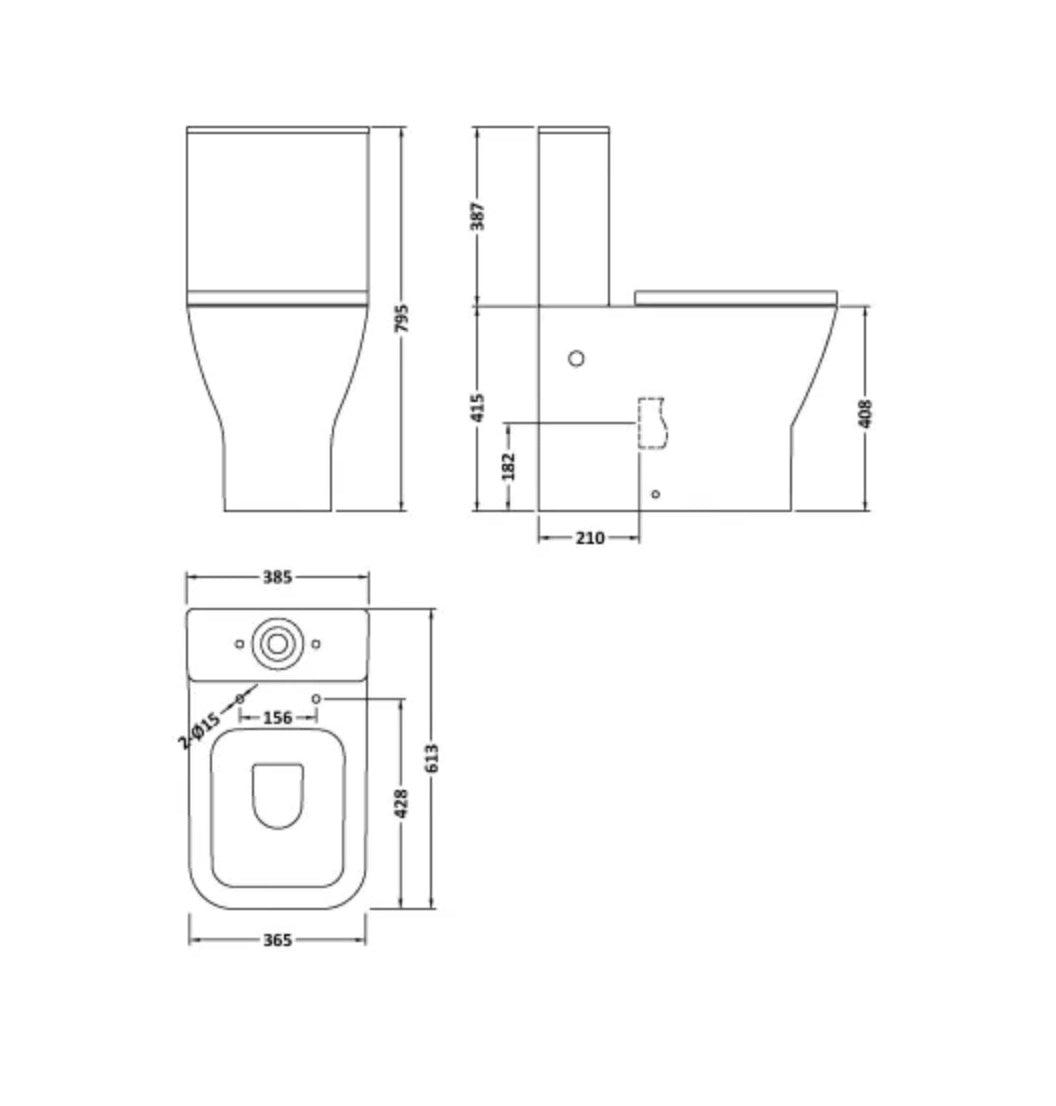 Ava Ceramics - Flush Rimless Toilet Pan, Cistern & Soft Close Seat
