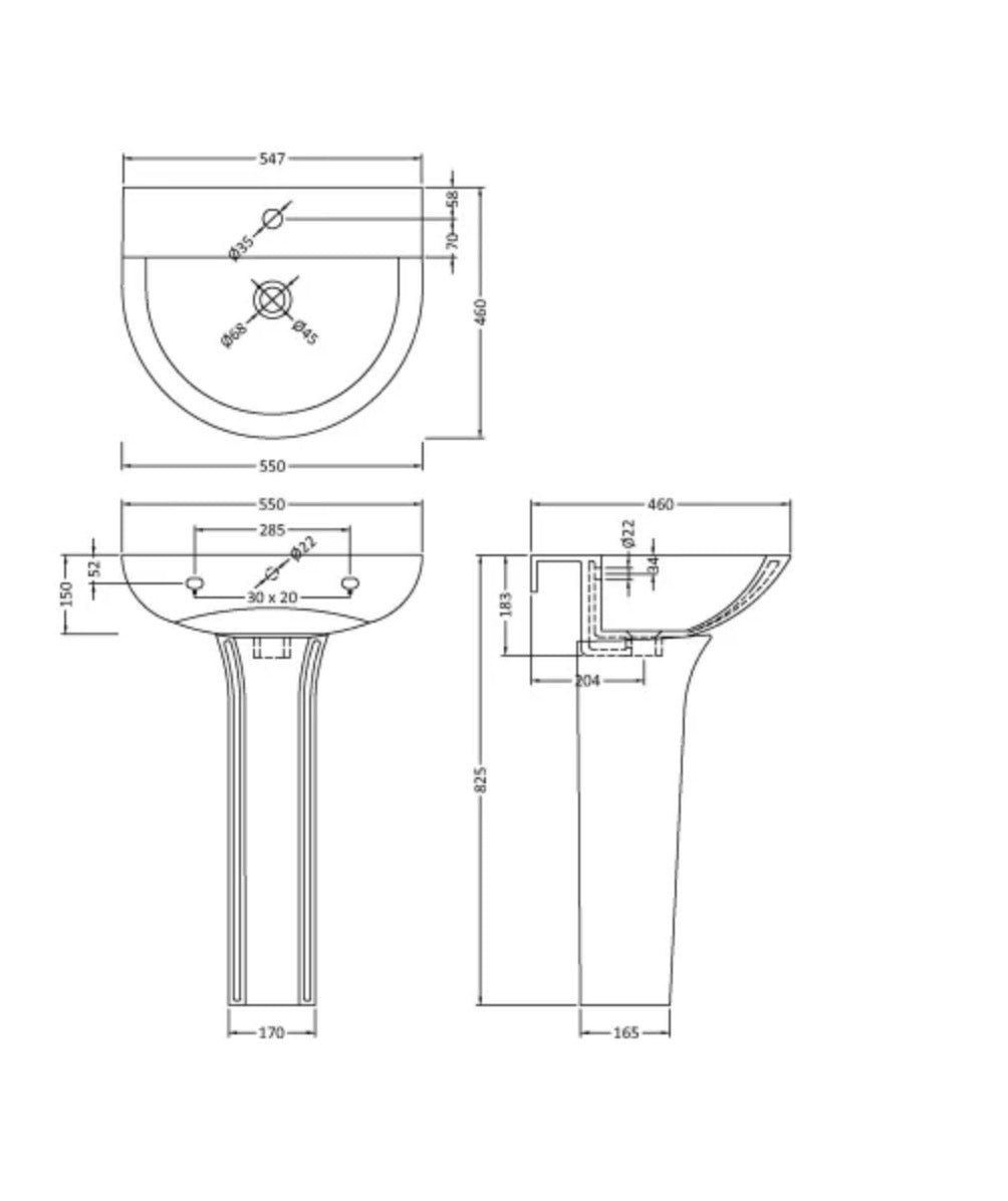 Freya Ceramics - 560mm Basin & Pedestal