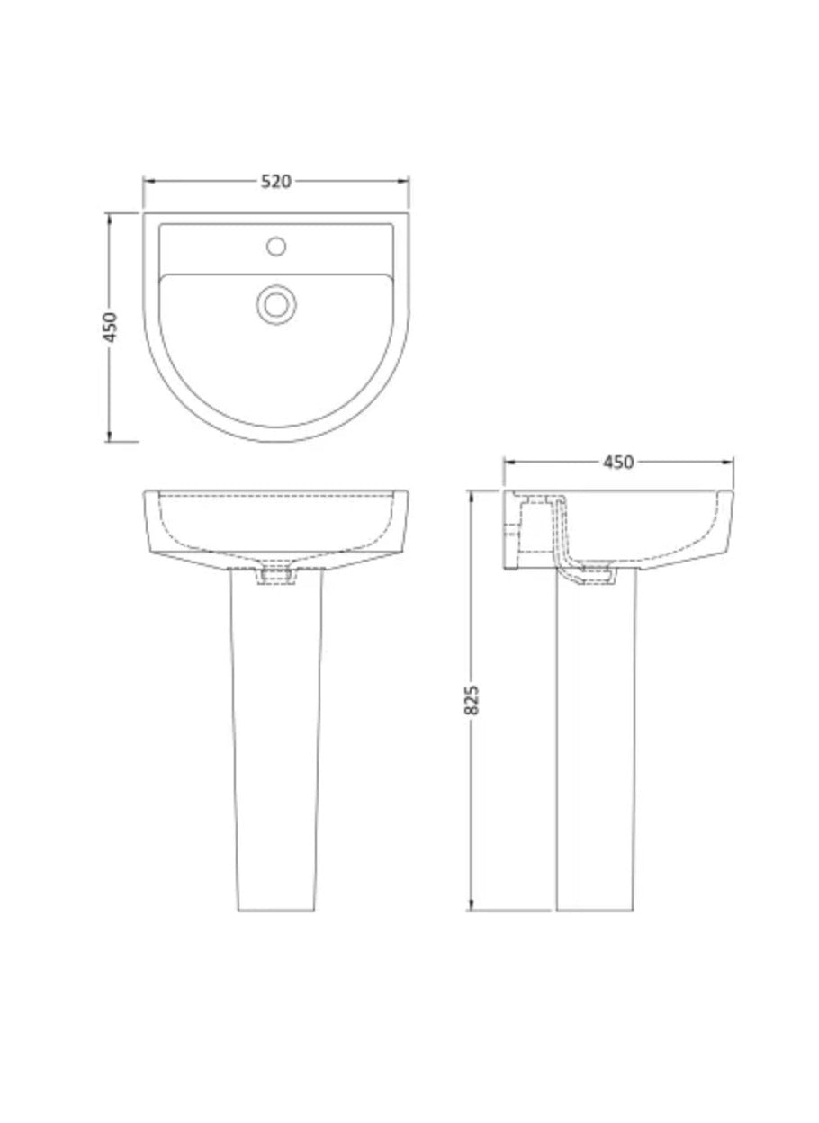 Provost Ceramics -  520mm Basin & Pedestal