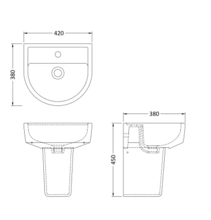 Provost Ceramics - 420mm Basin & Semi Pedestal