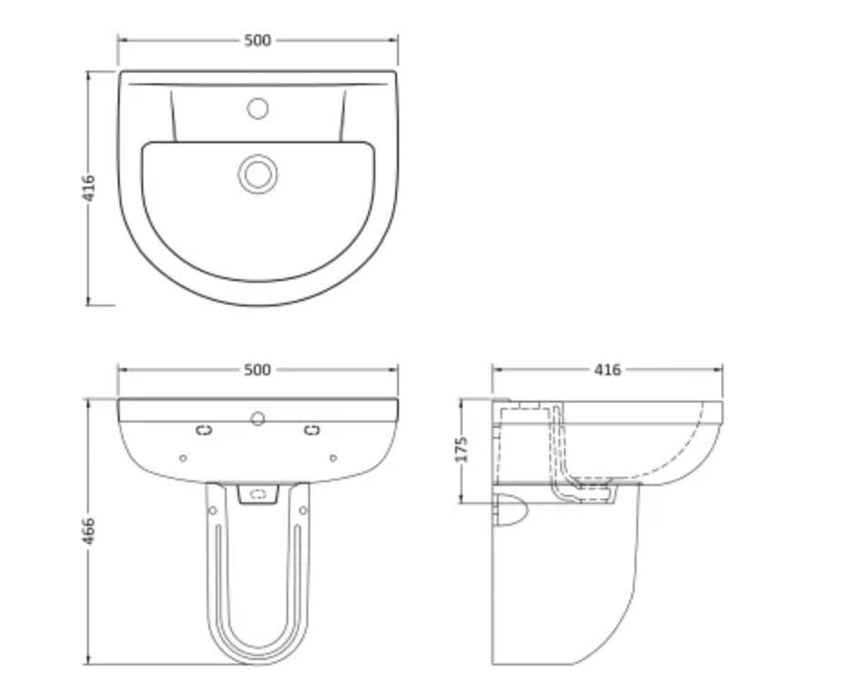 Harmony Ceramics - 500mm Basin & Semi Pedestal