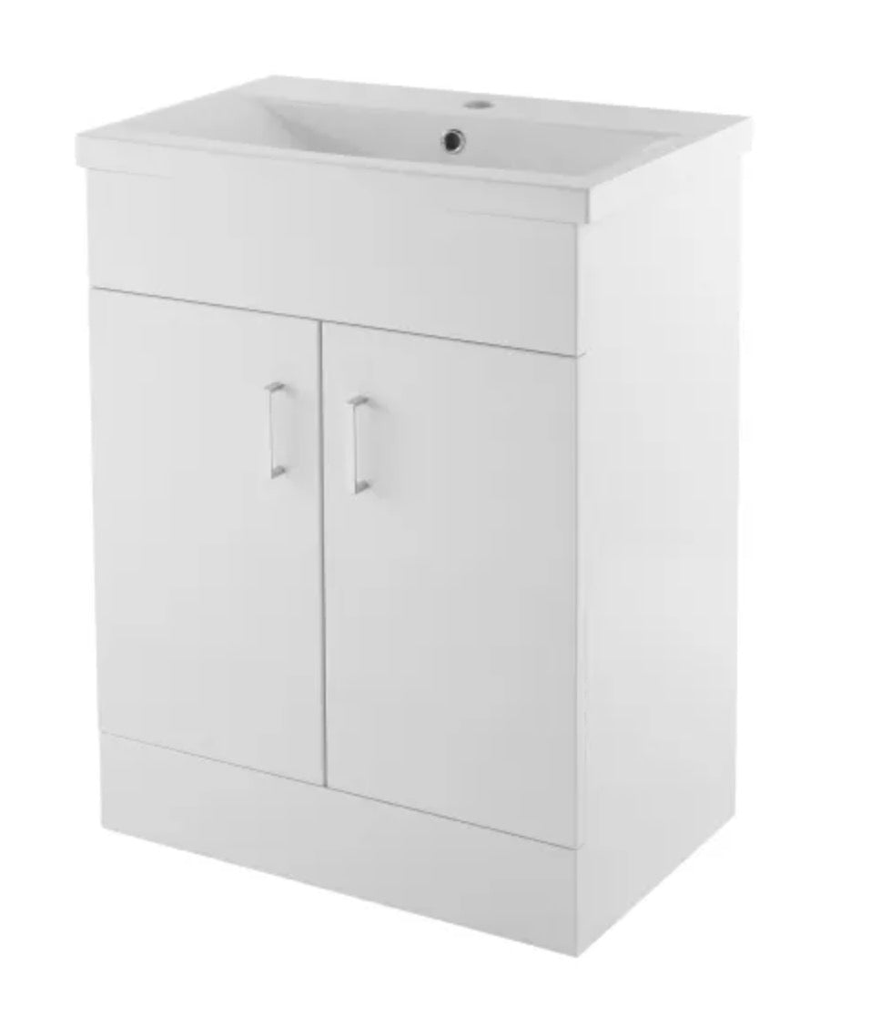 Eden Floor Standing 2 Door Vanity Unit with Mid-Edge Basin 600mm