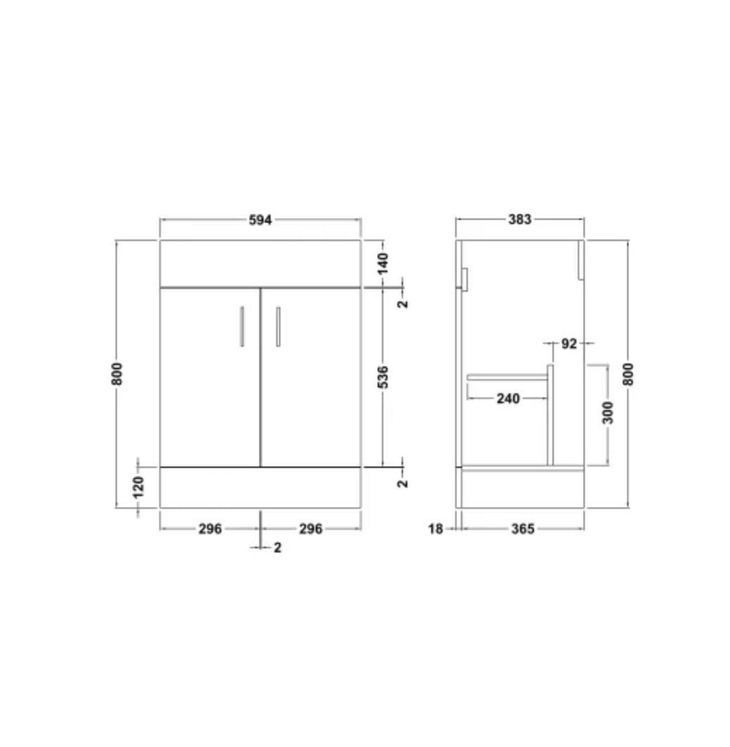 Mayford Floor Standing 2 Door Vanity Unit with Round Basin 550mm