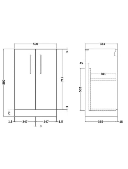 500 FS 2-DOOR UNIT (365 DEEP)