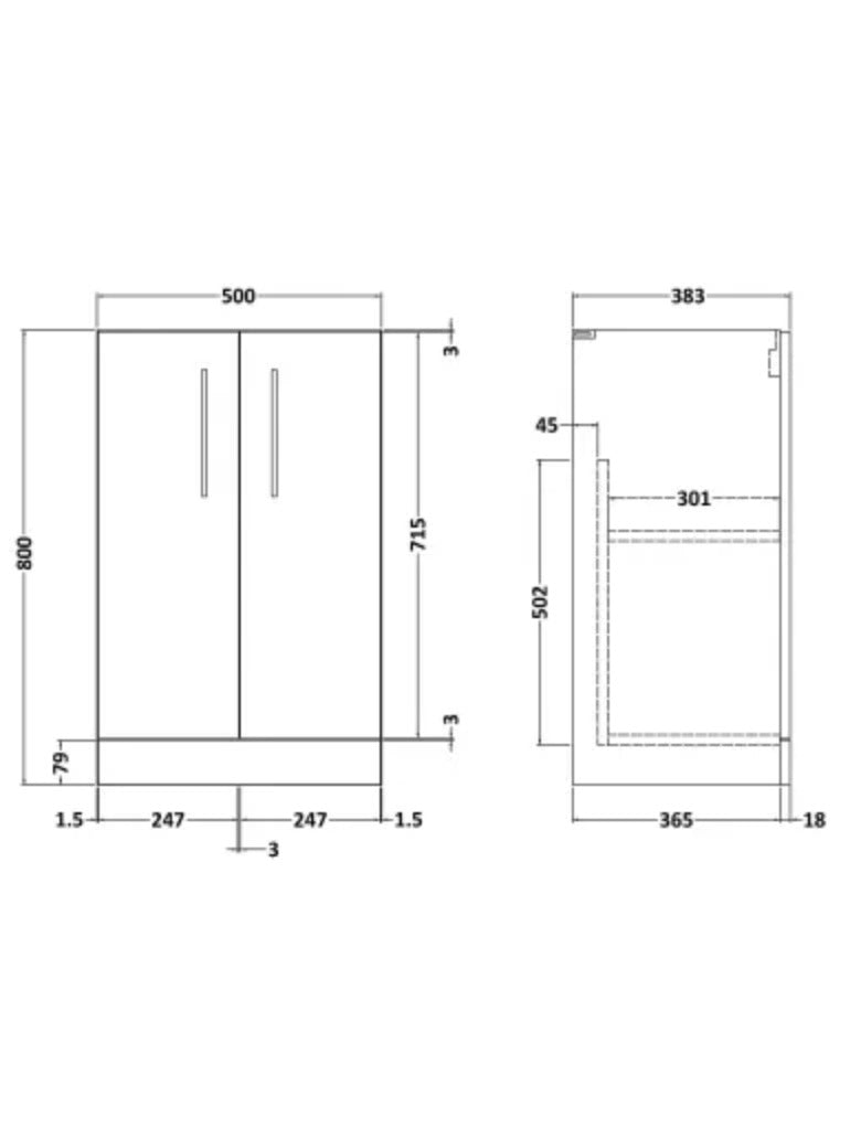 500 FS 2-DOOR UNIT (365 DEEP)