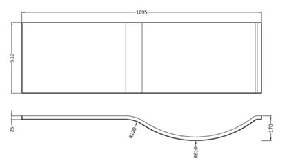 P-Shape Shower Bath Front Panel 1700mm