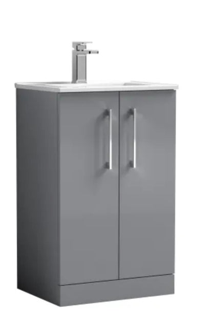 Arno Floor Standing 2 Door Vanity & Minimalist Ceramic Basin, 500mm