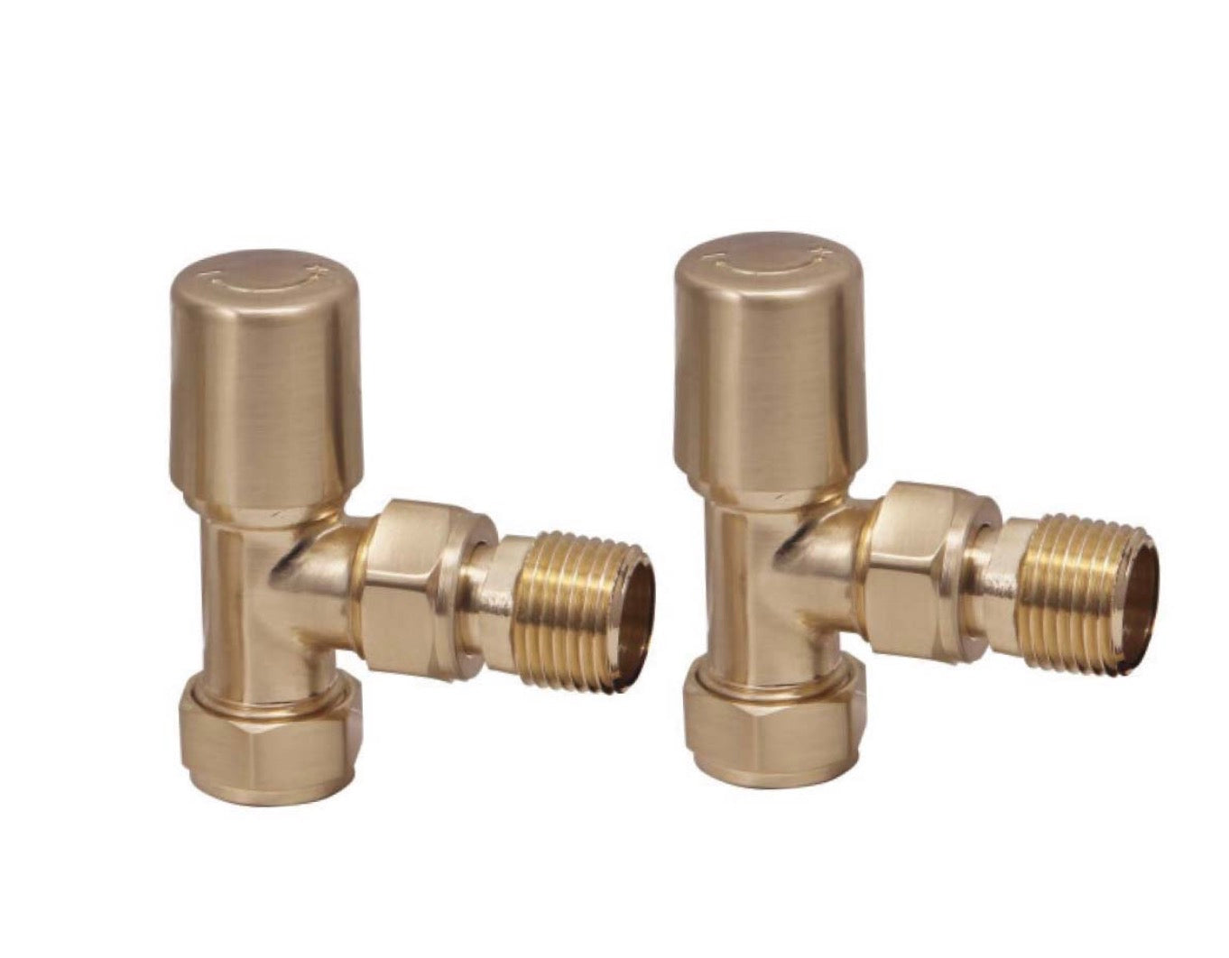 Brushed Brass Towel Rail Valves Angled (Pair)