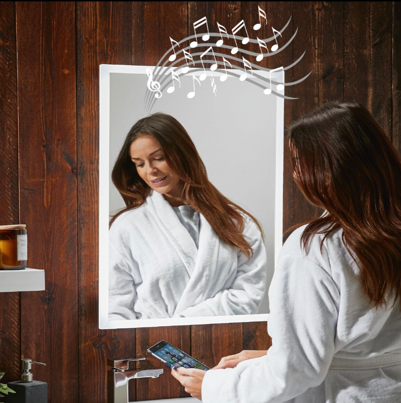 Mirrors - Mosca LED Mirror with Demister Pad and Shaver Socket and Bluetooth 500x700mm