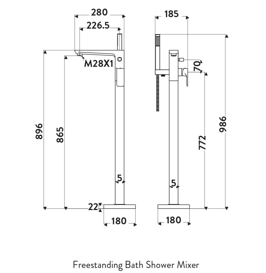 Muro Taps -  Freestanding Bath Shower Mixer