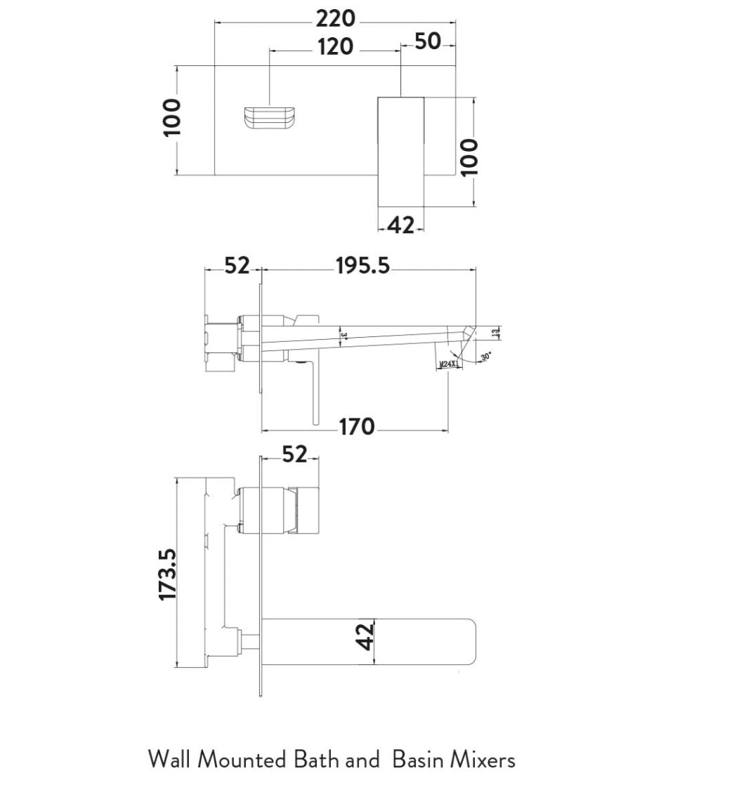 Muro Taps - Wall Mounted Basin Mixer