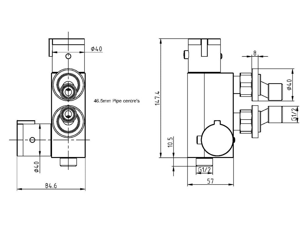 Douches - Thermostatic Vertical Valve for Douche Chrome