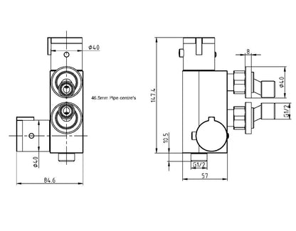 Douches - Thermostatic Vertical Valve for Douche Chrome