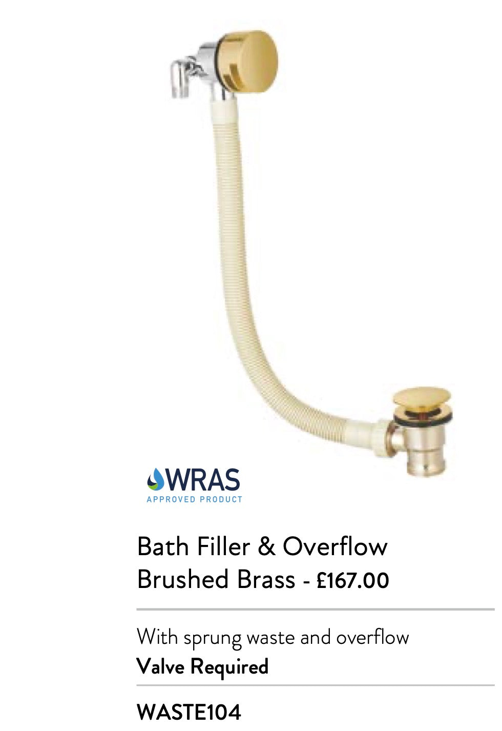 Bath Filler & Overflows - *Valve Control Needed*