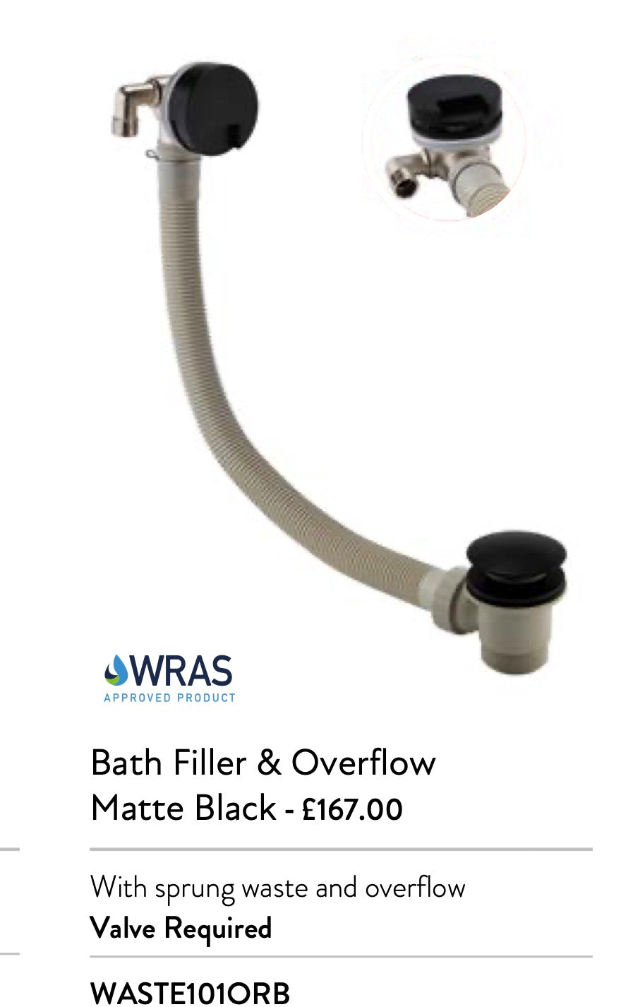 Bath Filler & Overflows - *Valve Control Needed*