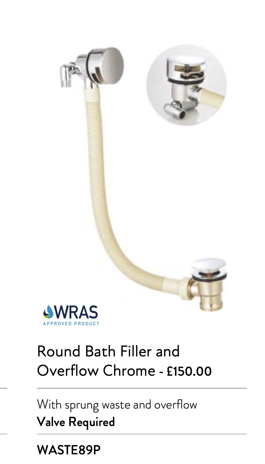 Bath Filler & Overflows - *Valve Control Needed*