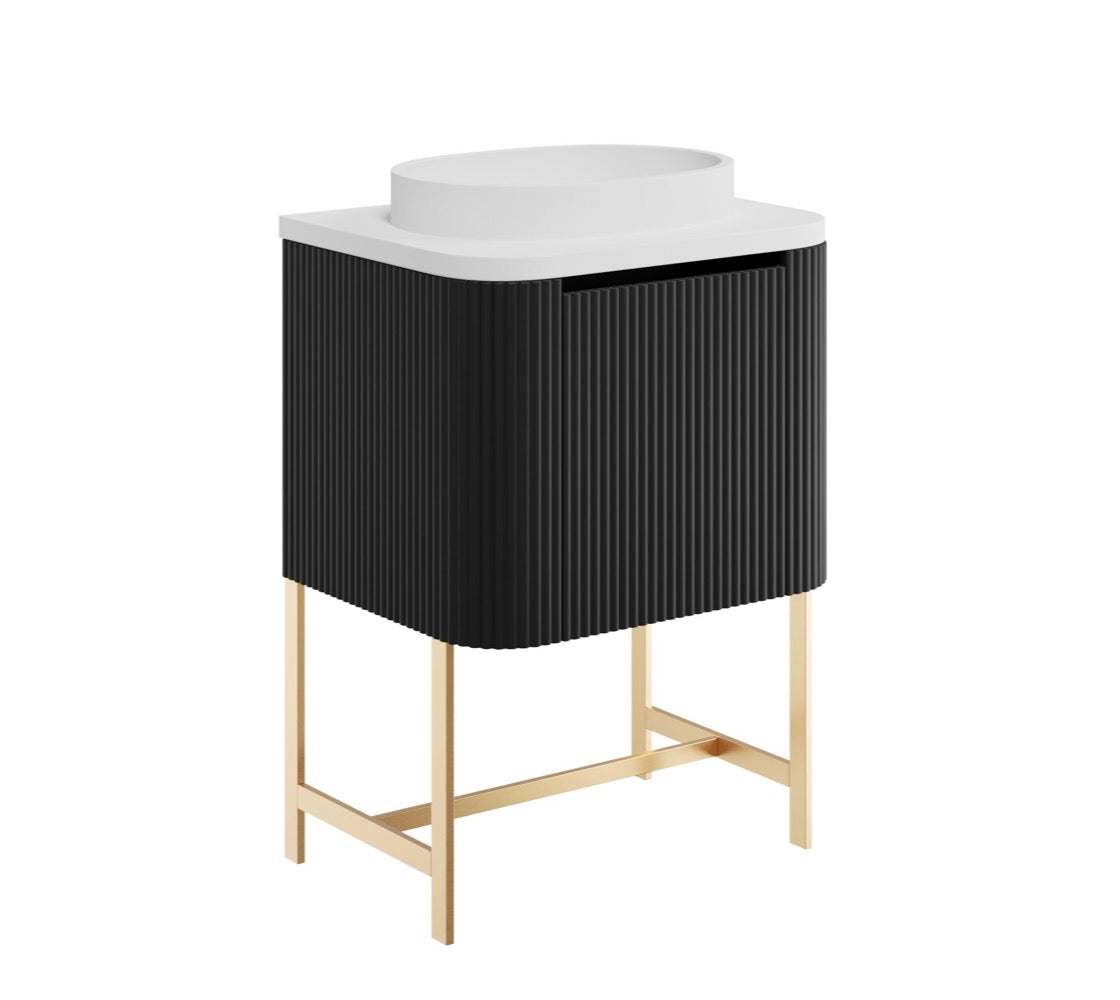 Linea Curve Furniture Range - 600 Brushed Brass Frame