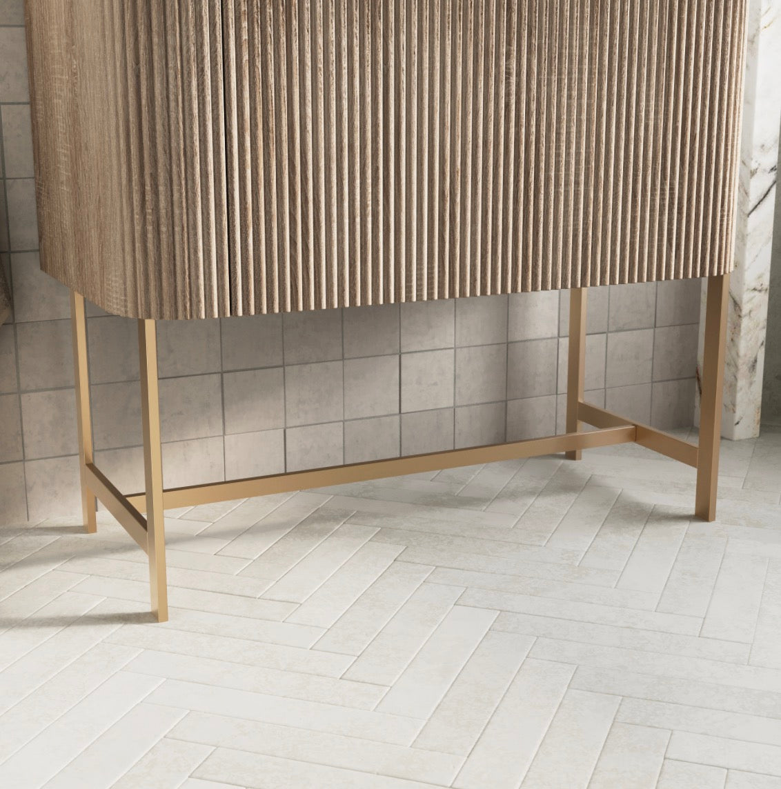 Linea Curve Furniture Range - 900 Brushed Brass Frame