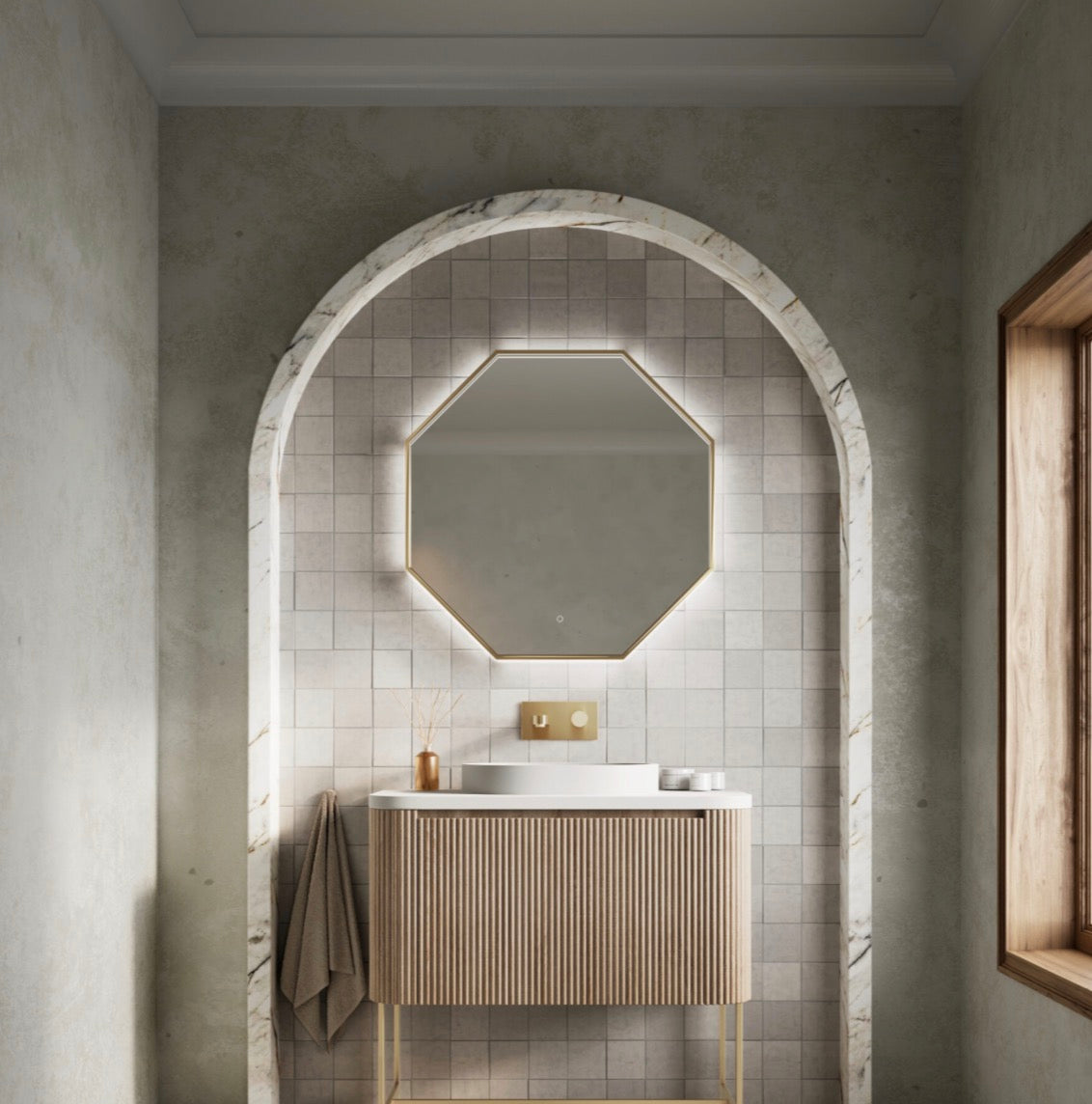 Linea Curve Furniture Range - 900 Brushed Brass Frame