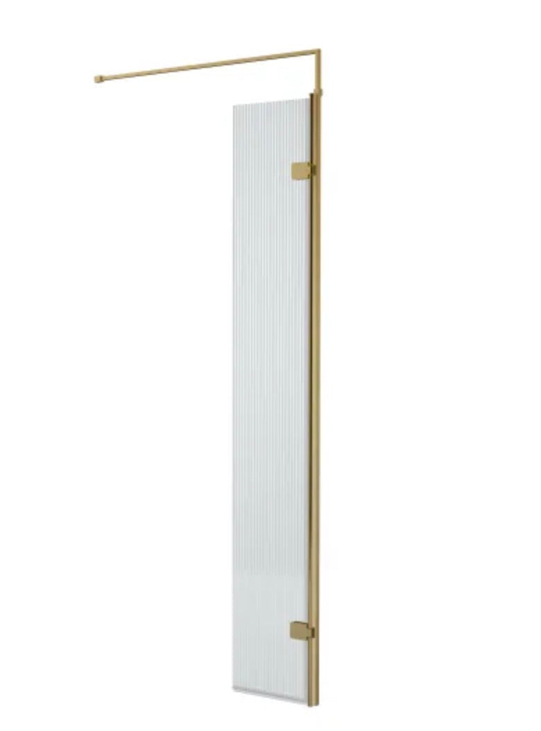 8mm Fluted Wetroom Screens - Brushed Brass
