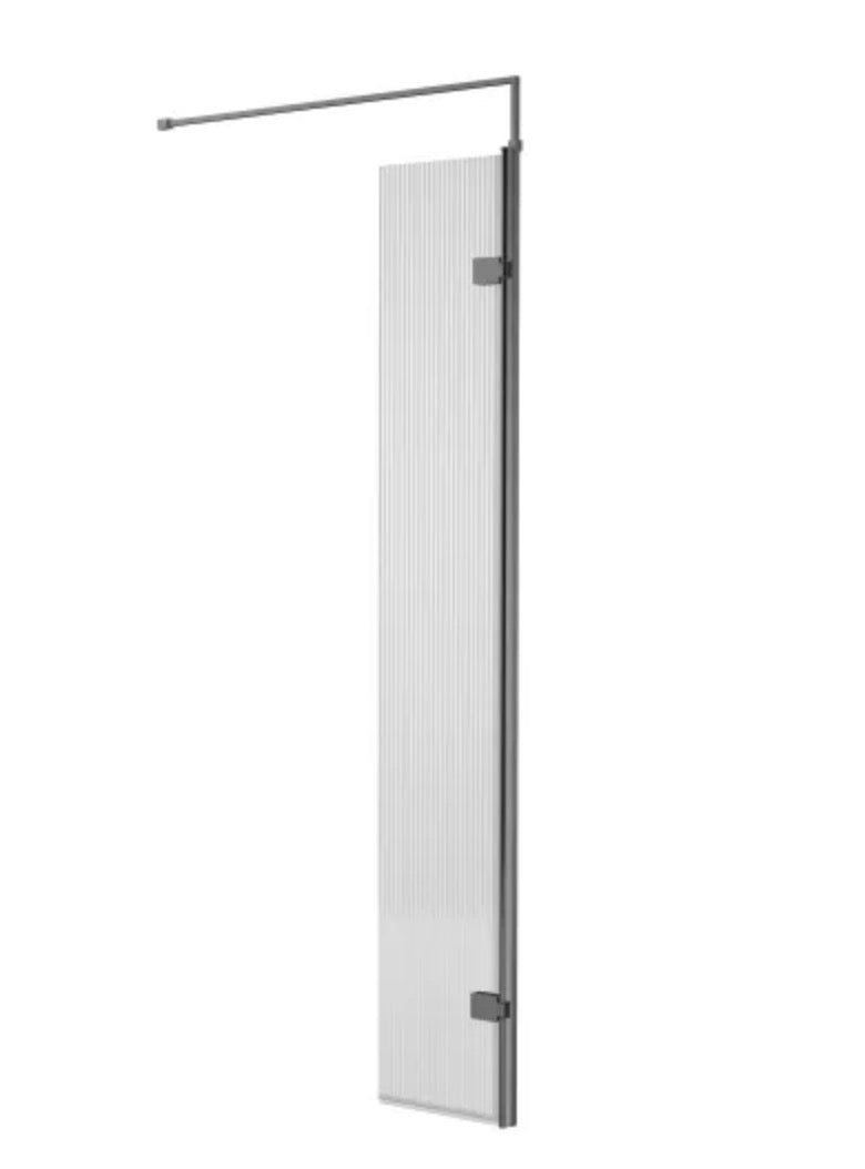 8mm Fluted Wetroom Screens - Brushed Pewter