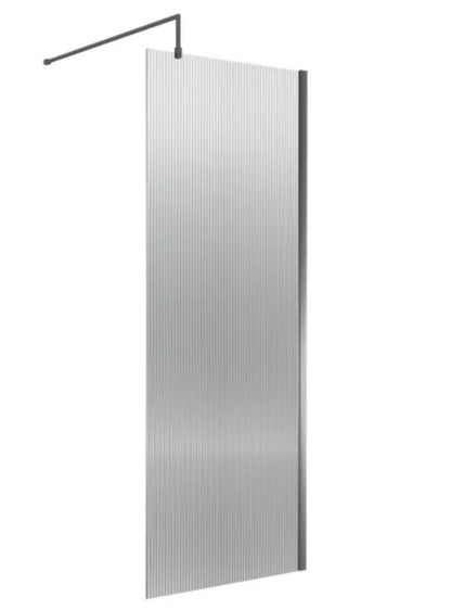 8mm Fluted Wetroom Screens - Brushed Pewter